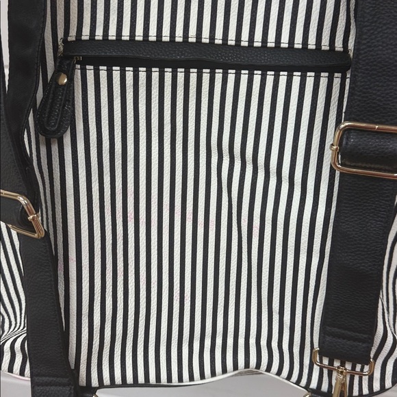 Black and White Striped Backpack - Picture 9 of 14
